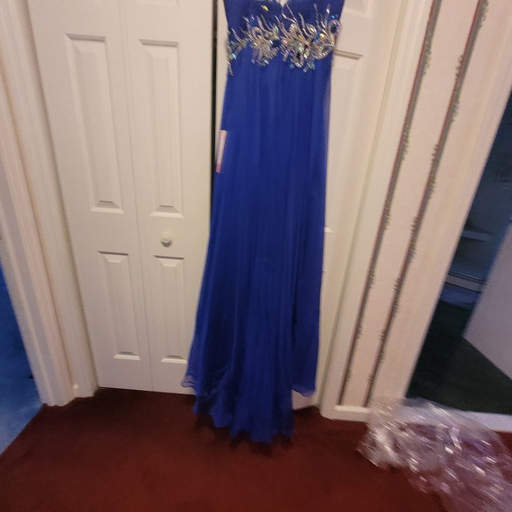 Alyce Paris Evening Gown/Prom Dress Sapphire Blue Size 8 - Picture 4 of 6